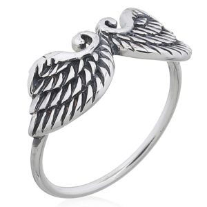 An angel wings 925 oxidized silver plain ring