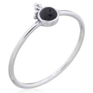 A bohemian crown black stone woman ring 925 silver