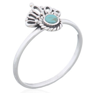 A elegant green stone crown women ring 925 silver