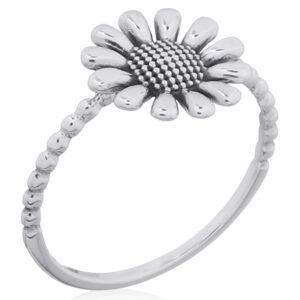A flower daisy 925 silver oxidized ring