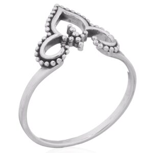 A beads liners petal fleur de lis 925 silver ring