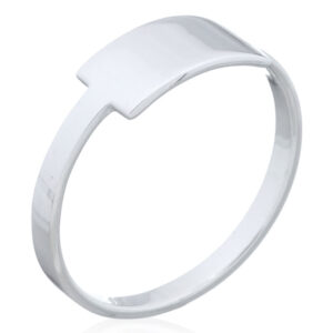 A rectangular top engravable 925 silver ring