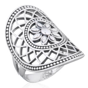 A bohemian stylish sunflower woman ring 925 silver
