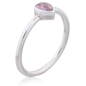 A teardrop pink cubic zirconia 925 silver ring