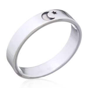 A mini crescent moon and star band ring 925 silver