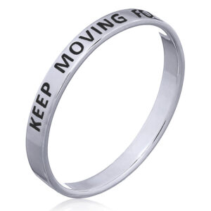 A keep moving forward sterling silver band ring