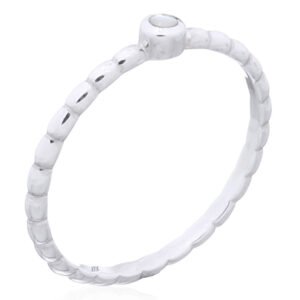 A dainty mother of pearl point on 925 silver stack ring