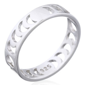 A phases of moon sterling silver bang ring