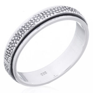 An alligator pattern spinner 925 sterling silver band ring