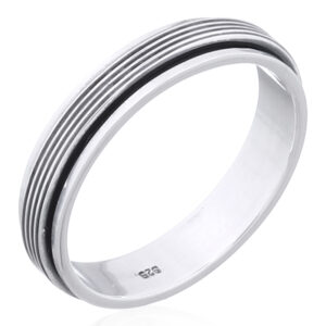 A parallel lines spinner 925 sterling silver men band ring