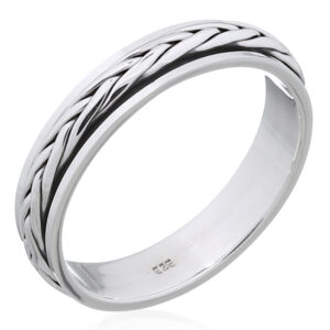A braided ropes spinner 925 sterling silver band ring