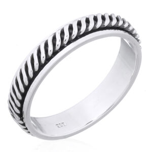 A wave lines gear spinner 925 sterling silver band ring