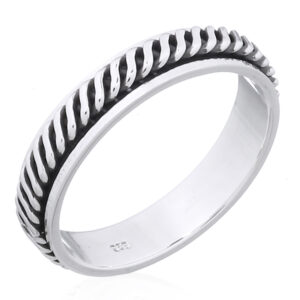 A wave lines gear spinner 925 sterling silver men band ring