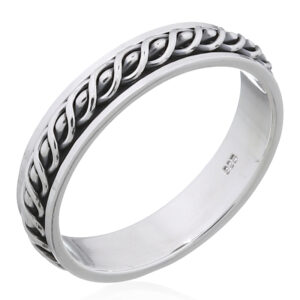 A braided waves spinner 925 sterling silver men band ring