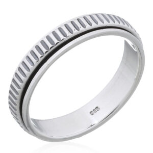 A cam gear spinner 925 sterling silver band ring