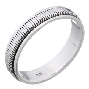 A snake flat pattern spinner 925 sterling silver band ring
