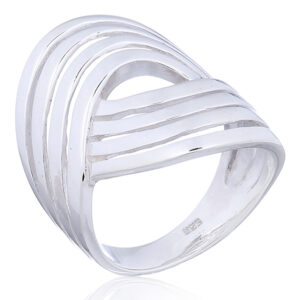 A elegant fluted flowing band tapered silver classic ring