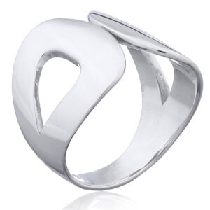 A sterling silver designer ring smart open drop shapes