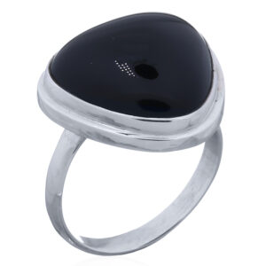 A black agate gemstone sterling silver ring smoothed triangle