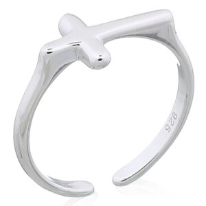 A christian cross 925 silver open ring