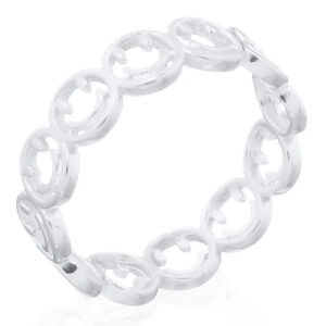 A sterling silver cut-out smiley faces in a row ring