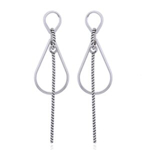 A pair of long sterling silver chandelier earrings contemporary design