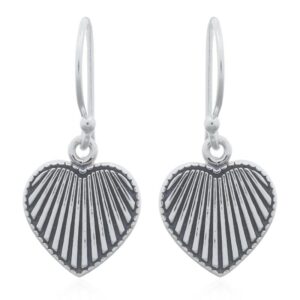 A pair of vertical heart engraved 925 silver dangle earrings