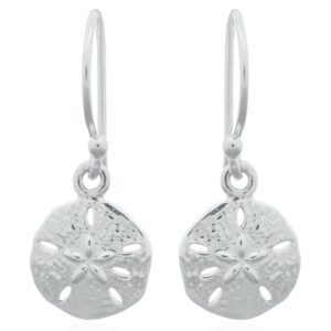 A pair of sand dollar sterling silver dangle earrings