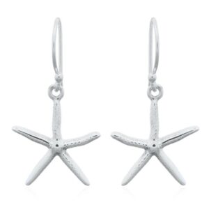 A pair of coastal starfish sterling silver dangle earrings