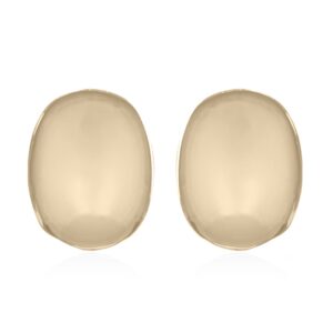 A pair of sterling plain silver oval gold plated stud earrings