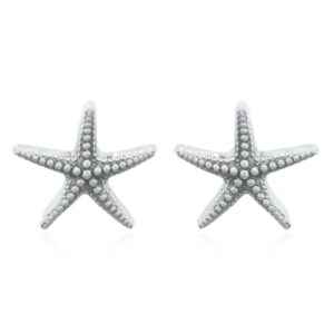 A pair of tiny sea starfish 925 sterling silver stud earrings