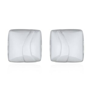 A pair of 925 sterling silver convex square shaped stud clip earrings