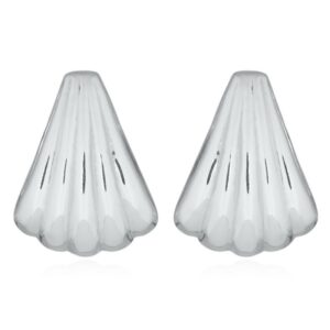 A pair of 925 sterling silver large ribbed clip earrings