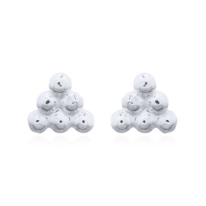 A pair of 925 silver tiny beaded ball triangle stud earrings
