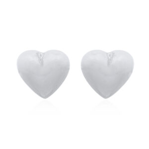 A pair of plain heart 925 sterling silver stud earrings
