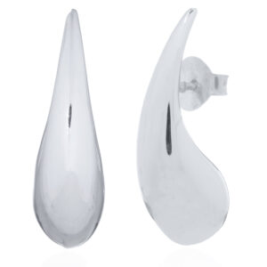 A pair of 925 sterling silver large curved tear drop stud earrings