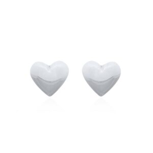 A pair of tiny plain heart sterling silver stud earrings