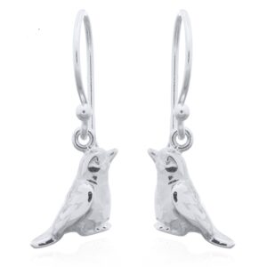 A pair of nightingale bird 925 sterling silver dangle earrings
