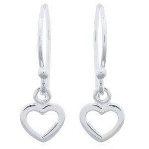 A pair of 925 sterling silver tiny open heart dangle earrings