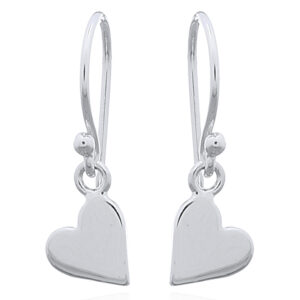 A pair of dangling tiny heart sterling silver earrings