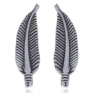 A pair of luxury plain silver feather ear line earrings
