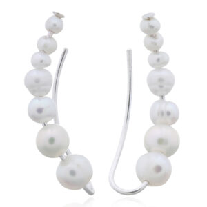 A pair of freshwater pearl sterling silver earlines