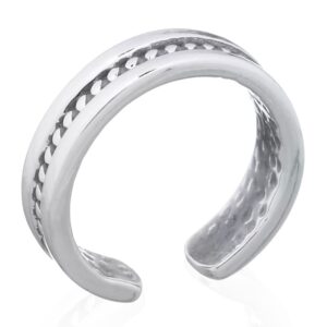 A pair of recessed rope motif sterling silver cuff earrings