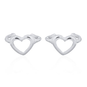 A pair of open heart 925 silver ear cuff earrings
