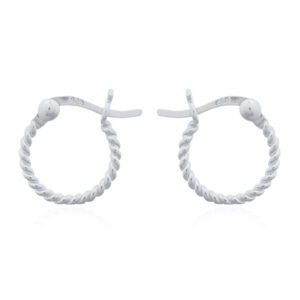 A pair of thin rope twisted 925 sterling silver hoop earrings