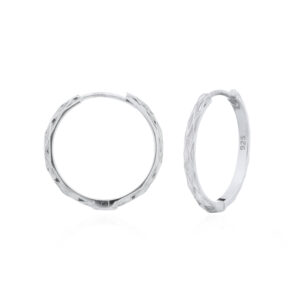 A pair of sterling silver diamond-cut textured 20mm hoops