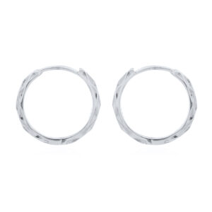 A pair of sterling silver diamond-cut textured 16mm hoops