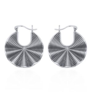 A pair of spiral on wavy discs 925 sterling silver hoop earrings
