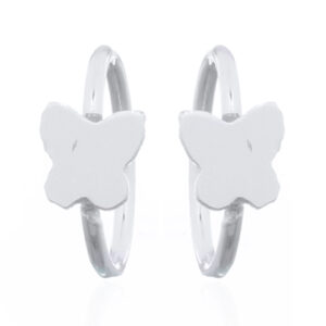 A pair of tiny flat butterfly 925 sterling silver huggie hoop earrings