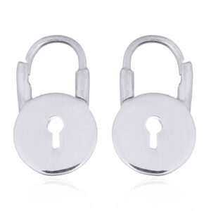 A pair of padlock sterling silver huggie hoop earrings